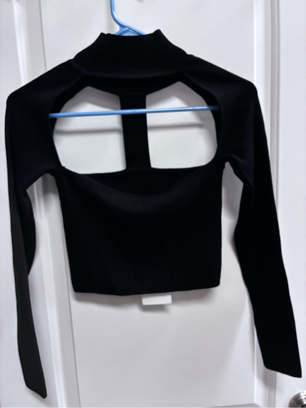 Zara Black Cutout Long-Sleeve Crop Top